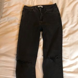 Black Distressed High Waisted Jeans